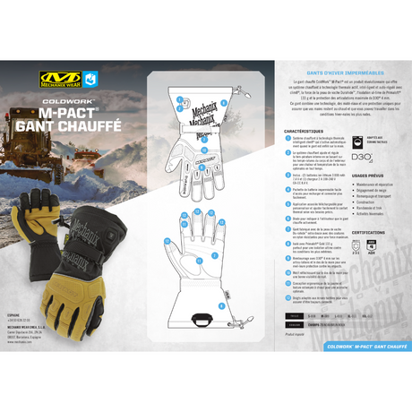 Gants chauds Mechanix M-Pact® Clim8® compatibles écran tactile