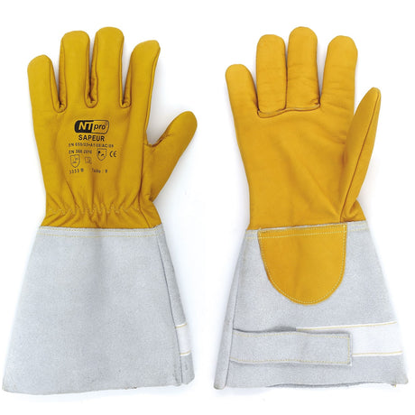 Gants de soudeur cuir fleur de bovin hydrofuge doublure aramide EN 407