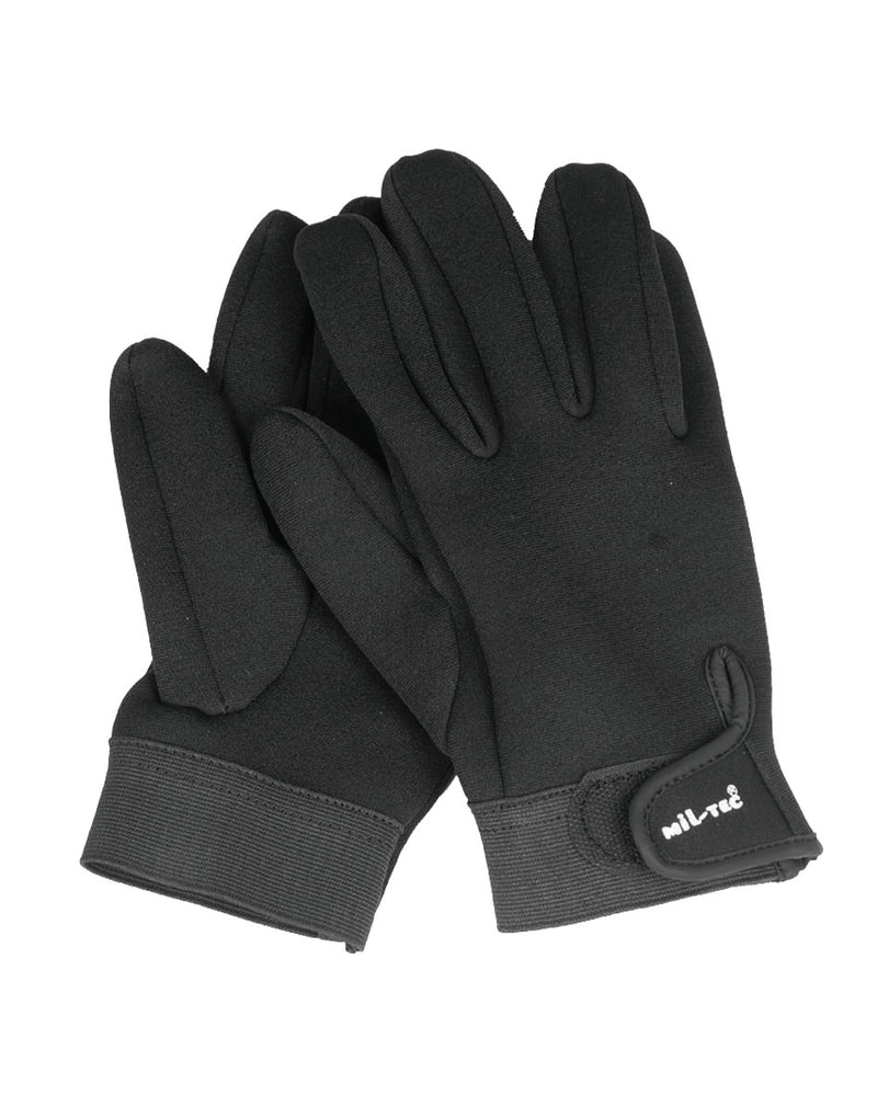 Gants néoprène Mil-Tec de 3 mm avec serrage auto-agrippant au poignet et manchette courte