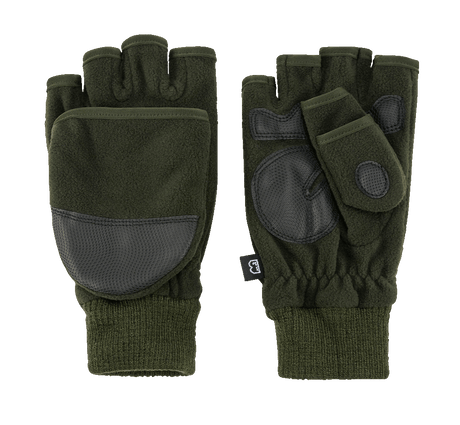 Gants polaires Brandit Trigger 2 en 1 moufle et mitaine paume et doigts renforcés