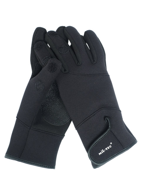 Gants tactiques Mil-Tec en néoprène à trois doigts dégagés et paume polyuréthane