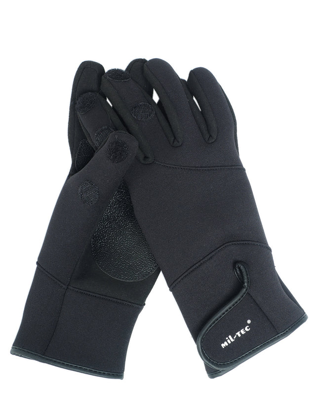 Gants tactiques Mil-Tec en néoprène à trois doigts dégagés et paume polyuréthane