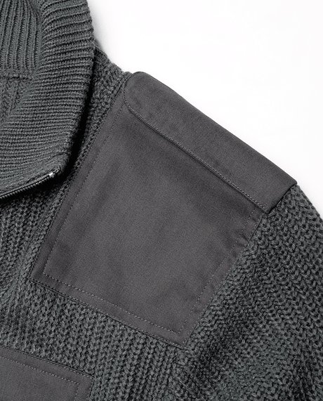 Gilet Brandit BW Cardigan maille polyacrylique col épais épaulettes et poche poitrine
