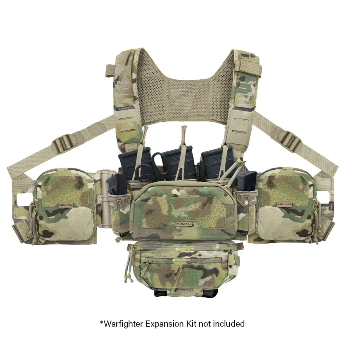 Gilet chest rig Agilite Reaper 380 g compatible placard et MOLLE à harnais HX ajouré