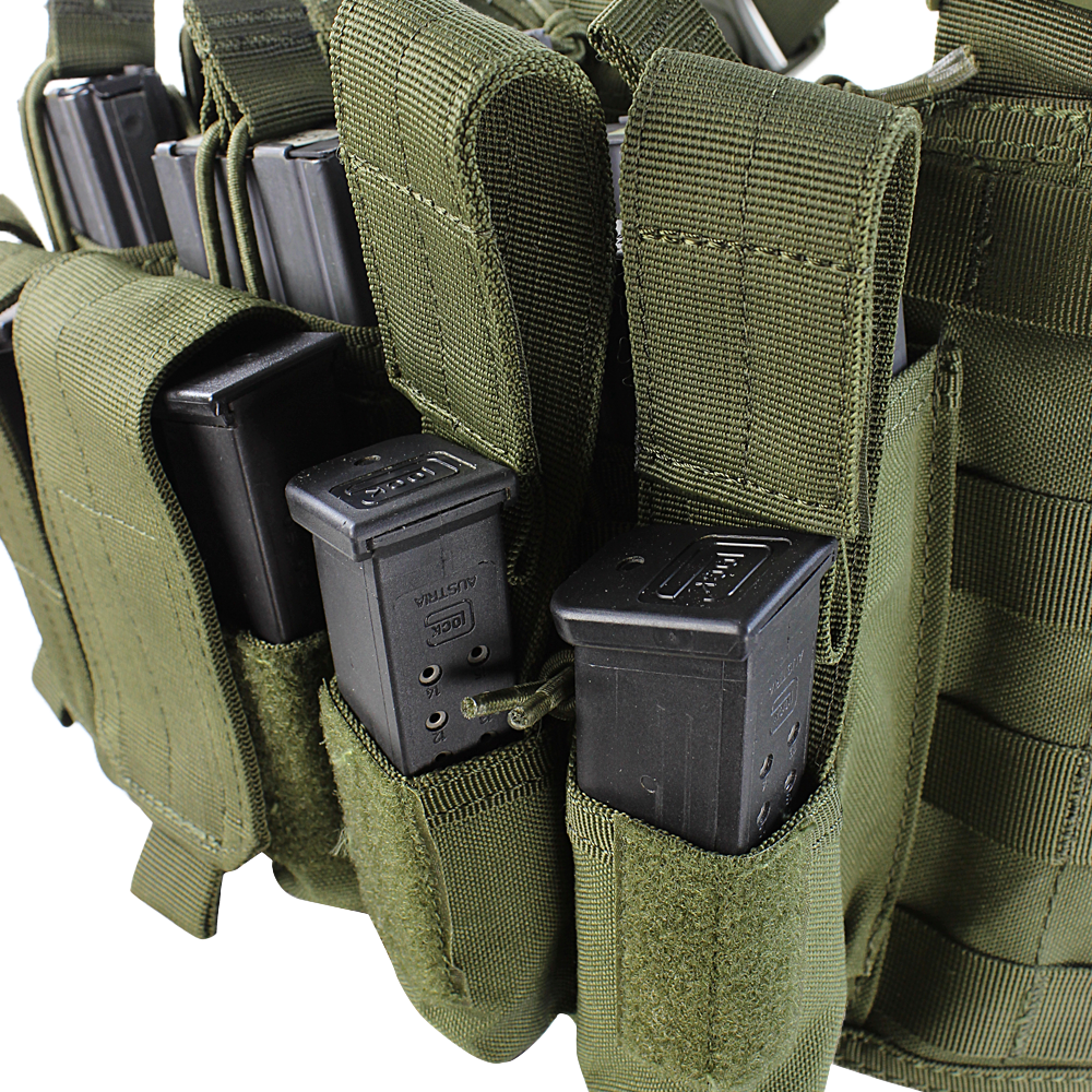 Gilet chest rig Condor Recon six chargeurs fusil et six chargeurs de pistolet