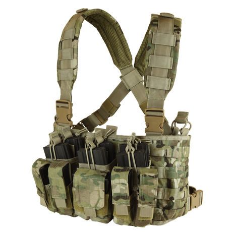 Gilet chest rig Condor Recon six chargeurs fusil et six chargeurs de pistolet