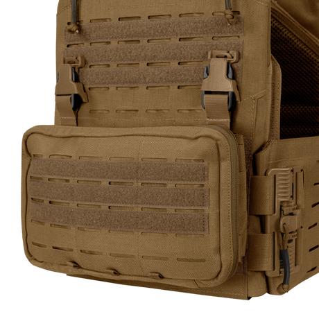 Gilet chest rig Condor Stowaway panneau MOLLE découpé laser harnais quatre points