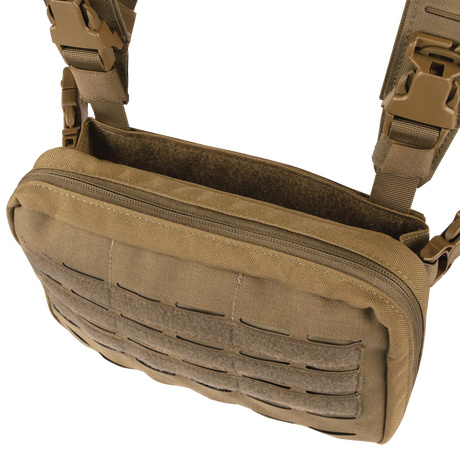 Gilet chest rig Condor Stowaway panneau MOLLE découpé laser harnais quatre points