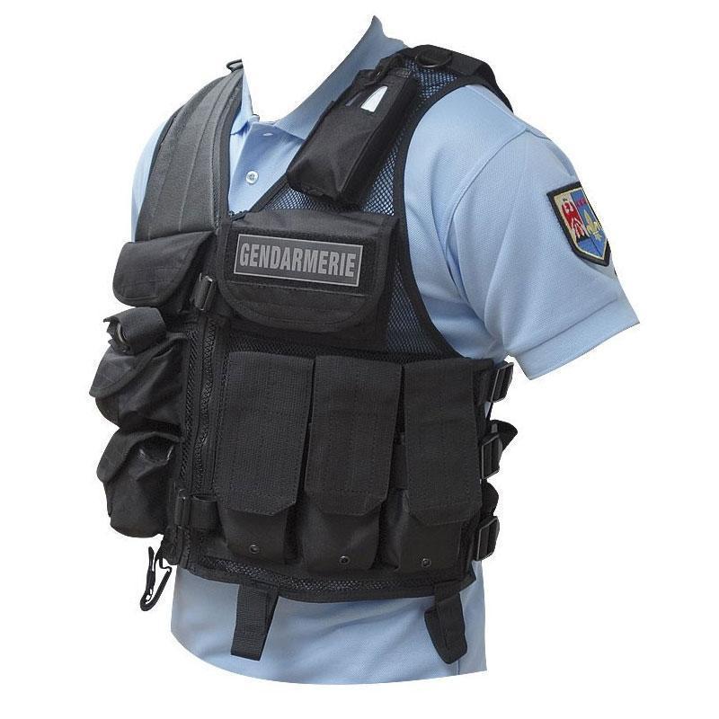 Gilet d'intervention Patrol Equipement Force en nylon déperlant, fixation tonfa au dos
