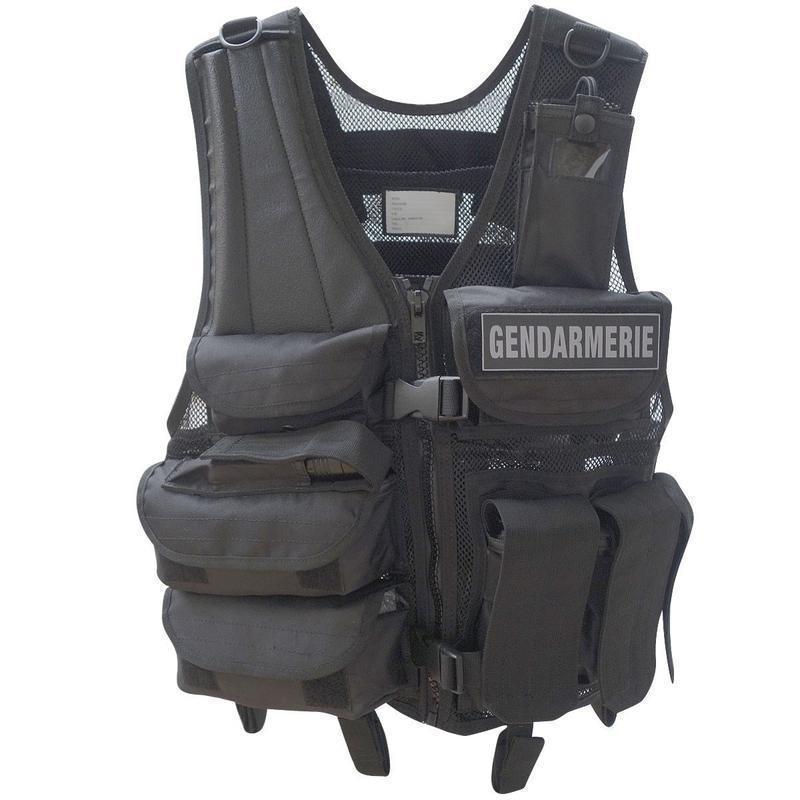Gilet d'intervention Patrol Equipement Force en nylon déperlant, fixation tonfa au dos