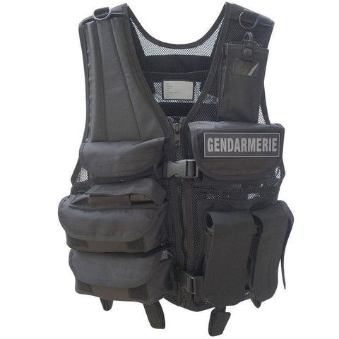Gilet d'intervention Patrol Equipement Force en nylon déperlant, fixation tonfa au dos