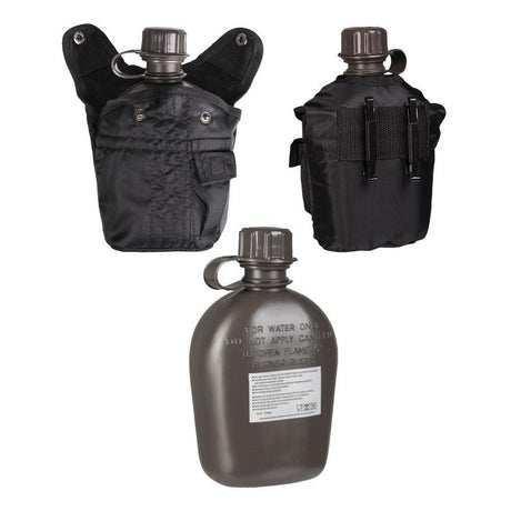 Gourde Mil-Tec type US 1 litre en polyéthylène avec housse polyester et petite poche additionnelle