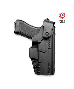 Holster GK Pro à double sécurité avec arceau verrouillable et déflecteur latéral