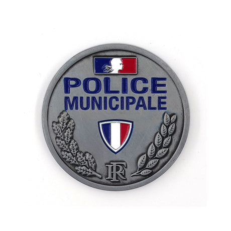 Insigne Police Municipale Patrol Equipement en métal relief diamètre 45 mm