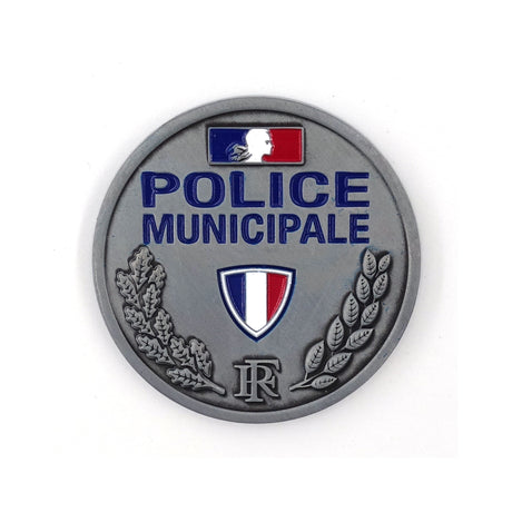 Insigne Police Municipale Patrol Equipement en métal relief diamètre 45 mm