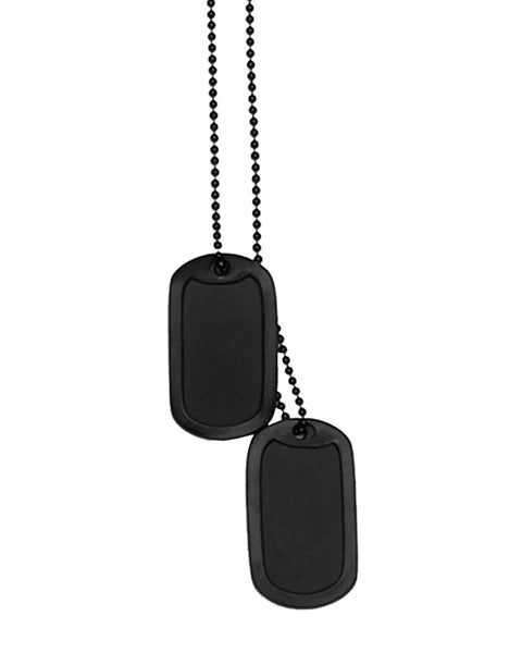 Jeu de deux plaques d'identification type US Mil-Tec en acier inoxydable avec bagues caoutchouc