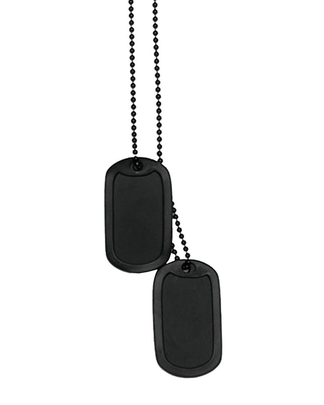 Jeu de deux plaques d'identification type US Mil-Tec en acier inoxydable avec bagues caoutchouc