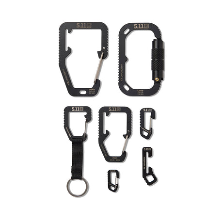 Kit Hardpoint six mousquetons 5.11 Tactical acier boîte de présentation