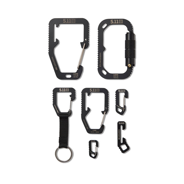 Kit Hardpoint six mousquetons 5.11 Tactical acier boîte de présentation