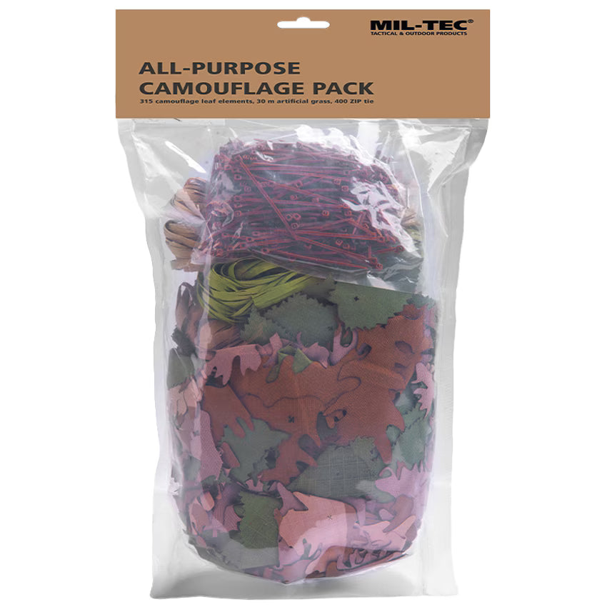Kit camouflage Mil-Tec All-Purpose 315 feuilles et 30 m d'herbe artificielle pour tenue Ghillie