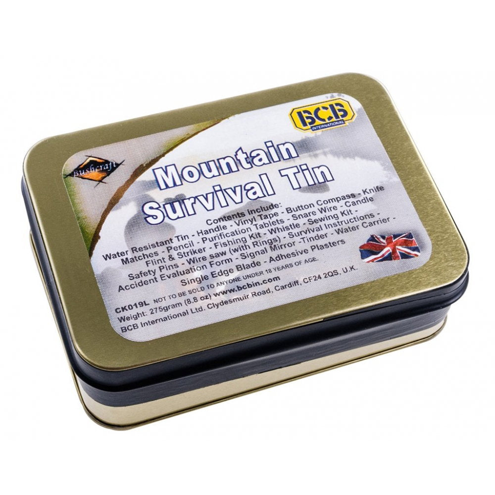 Kit de survie BCB Mountain Survival Tin conditionné sous vide 11 x 8 x 2,8 cm 220 g