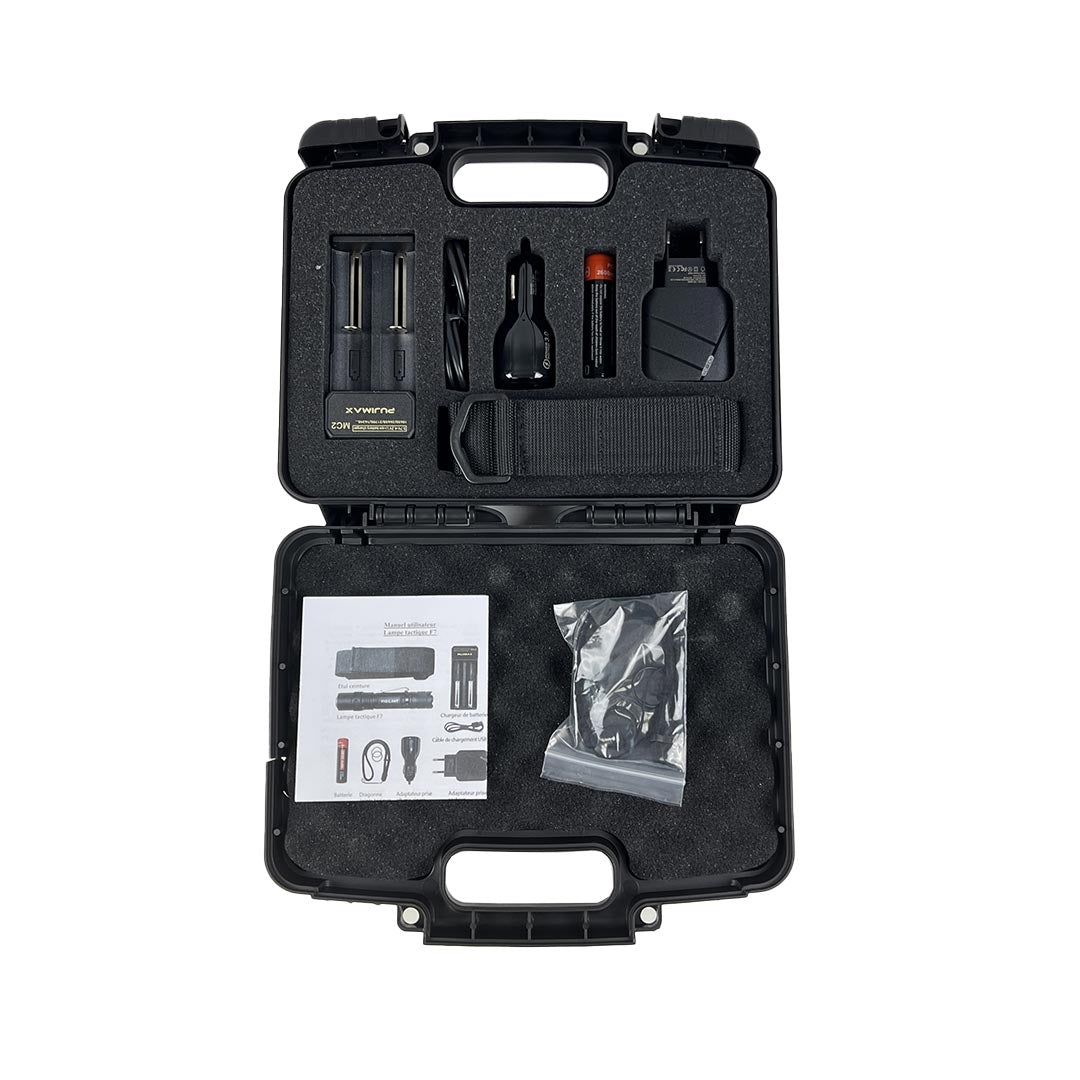 Kit lampe torche Vigilant F7 1 600 lumens portée 240 m en caisse rigide verrouillable