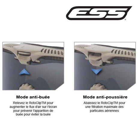 Kit masque balistique ESS Influx ventilation AVS réglable et 2 écrans de 3 mm