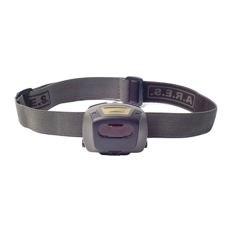 Lampe frontale Ares à quatre diodes avec filtre coulissant et trois modes sur 3 piles AAA