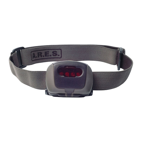 Lampe frontale Ares à quatre diodes avec filtre coulissant et trois modes sur 3 piles AAA