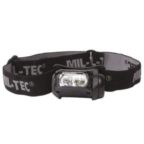 Lampe frontale Mil-Tec à quatre LED multicolores 65 lumens avec fixation MOLLE et autonomie 18 heures