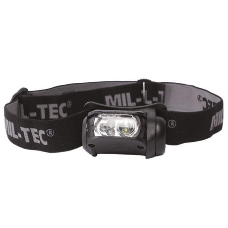 Lampe frontale Mil-Tec à quatre LED multicolores 65 lumens avec fixation MOLLE et autonomie 18 heures