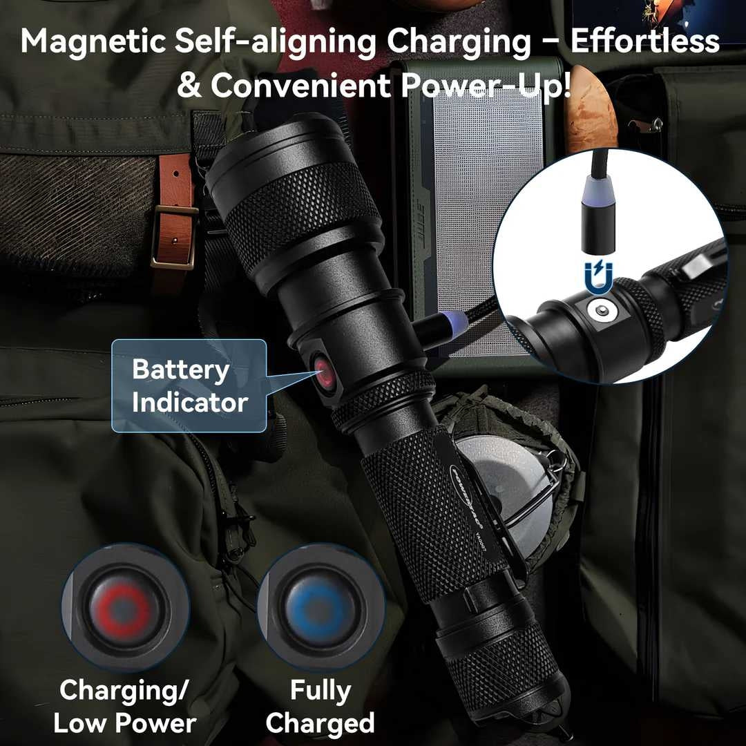 Lampe torche Powertac FlexBeam 1 200 lumens à faisceau réglable portée 700 mètres
