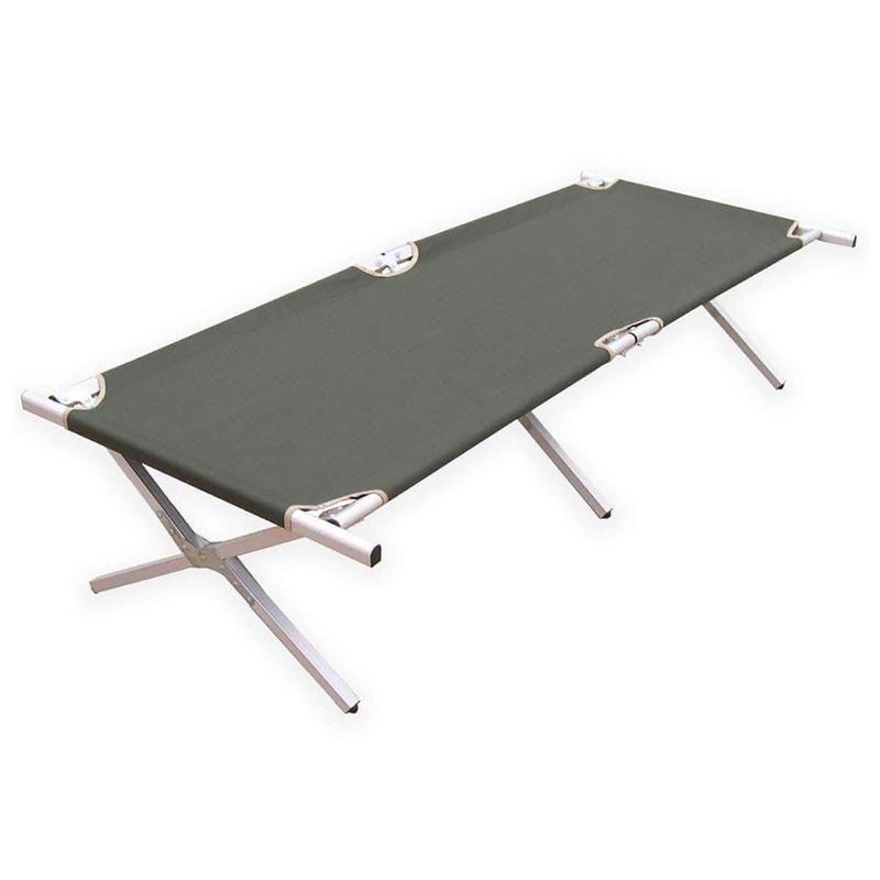 Lit picot type US Mil-Tec en aluminium 190 × 65 cm charge 120 kg avec sac de transport