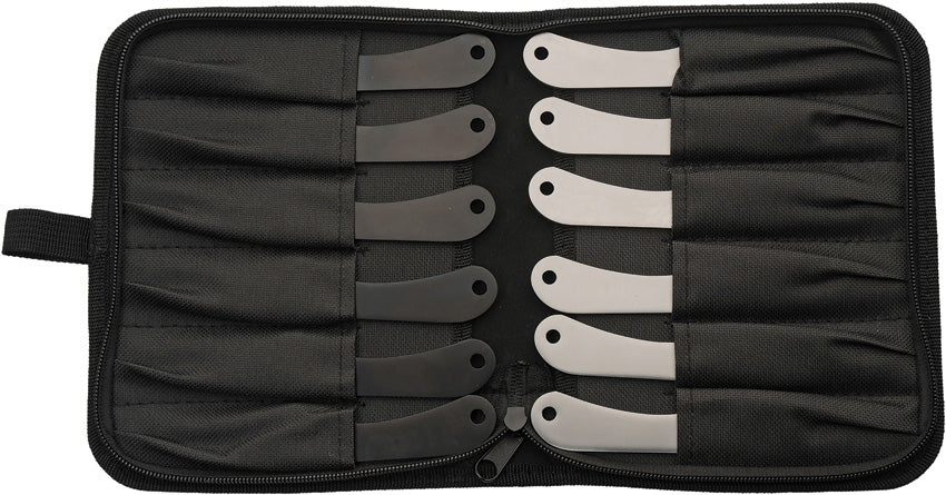 Lot de 12 couteaux de lancer Rite Edge Rival monobloc 15 cm avec housse à glissière