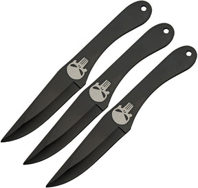 Lot de 3 couteaux de lancer Rite Edge Skull Thrower monobloc lame 102 mm