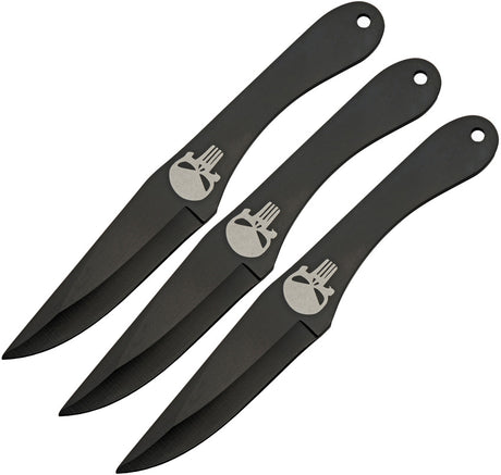 Lot de 3 couteaux de lancer Rite Edge Skull Thrower monobloc lame 102 mm