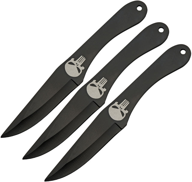 Lot de 3 couteaux de lancer Rite Edge Skull Thrower monobloc lame 102 mm
