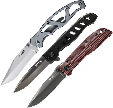 Lot de 3 couteaux pliants Gerber Greatest Hits Paraframe I Evo Jr et Air Ranger