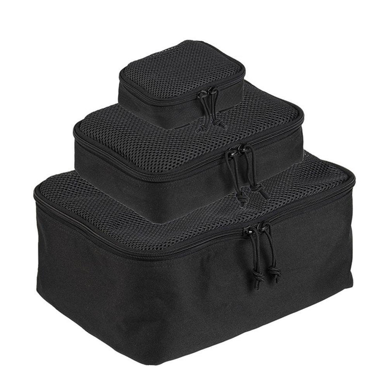 Lot de 3 pochettes de rangement Mil-Tec à couvercle mesh polyester PVC avec fixation MOLLE