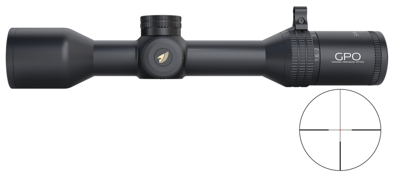 Lunette GPO Spectra 8X - 1,6-13x44 grossissement 1,6-13 x 44 mm champ 25,6 m – 3,2 m à 100 mètres