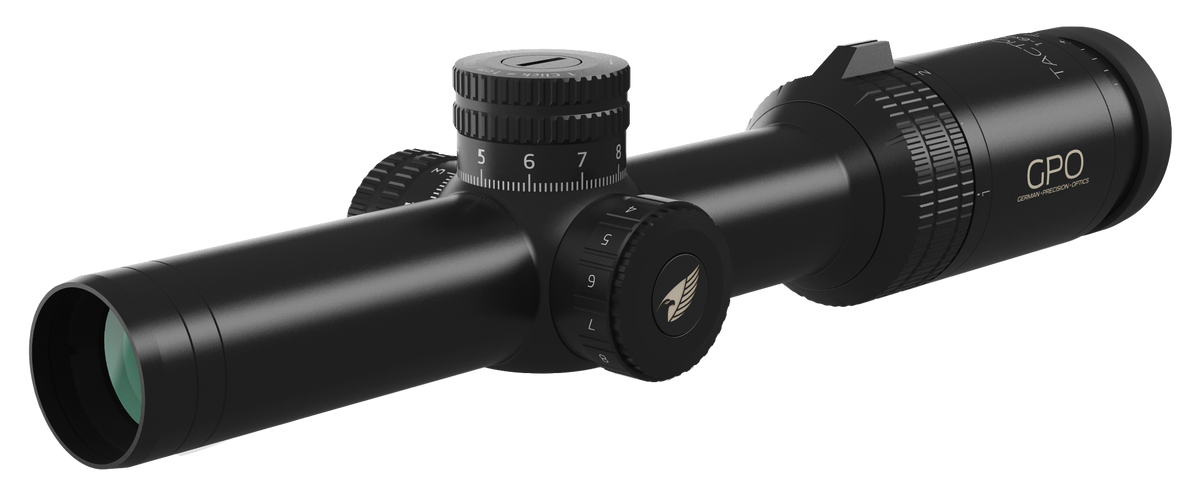 Lunette GPO Tactical 1-6x24 grossissement 1-6 x 24 mm champ 38 m - 6,3 m à 100 mètres