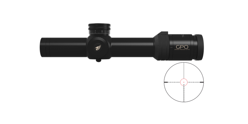 Lunette GPO Tactical 1-8x24 grossissement 1-8 x 24 mm champ 35 m - 4,4 m à 100 mètres