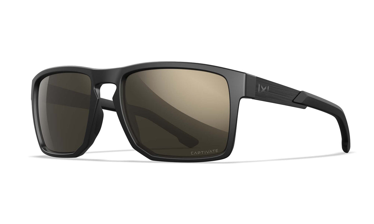 Lunettes de protection Wiley X WX Apex ANSI Z87.1 verres polarisés Captivate miroir noir mat