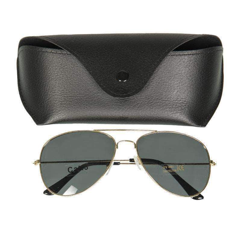 Lunettes de soleil Mil-Tec Pilot US monture laiton verres polycarbonate avec étui