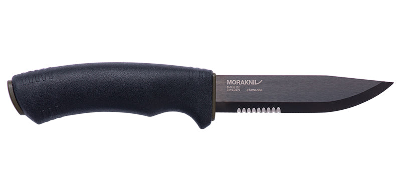 Couteau à lame fixe Morakniv Bushcraft BlackBlade SRT lame dentelée revêtue inoxydable 109 mm