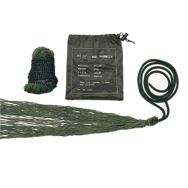 Mini hamac Mil-Tec nylon 250 g charge 120 kg avec sac de transport polyester