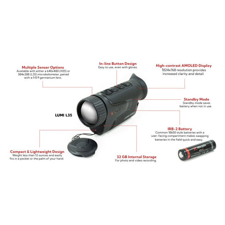 Monoculaire thermique Nocpix LUMI H35 capteur 640 × 512 px objectif 35 mm germanium F0.9
