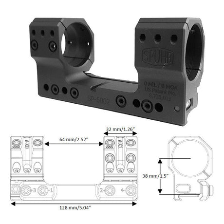 Montage de lunette Spuhr SP-6002M Ø36 mm hauteur 38 mm 0 MIL avec niveau à bulle