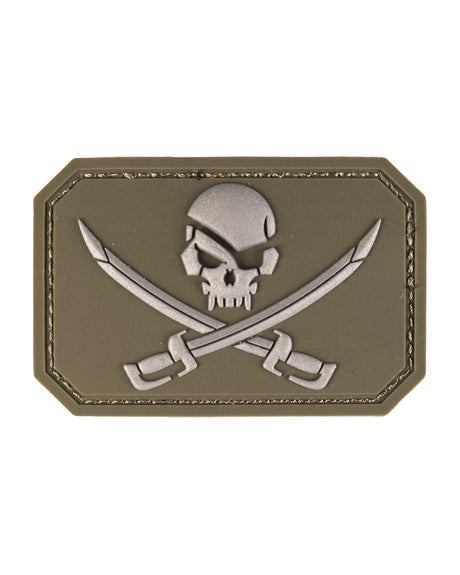 Morale patch tête de mort et épées Mil-Tec 3D en PVC 5,5 x 7,5 cm 12 g dos auto-agrippant