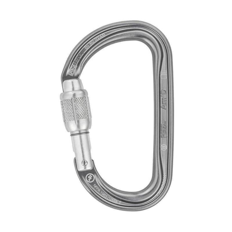 Mousqueton Petzl Am'D à verrouillage à vis, aluminium 27 kN, ouverture 25 mm